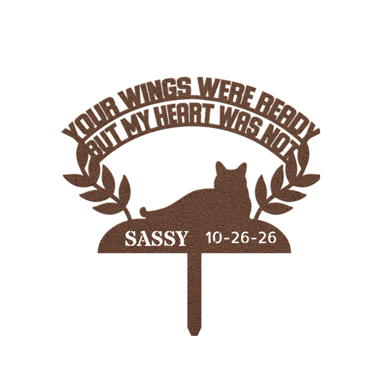 Personalized Cat Memorial Metal Sign – Wings Were Ready