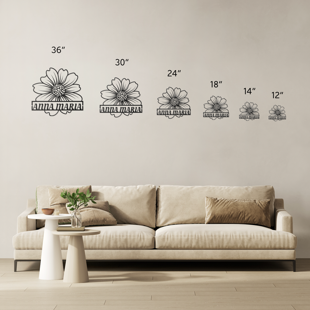 Personalized Steel Flower Metal Wall Art - Indoor/Outdoor