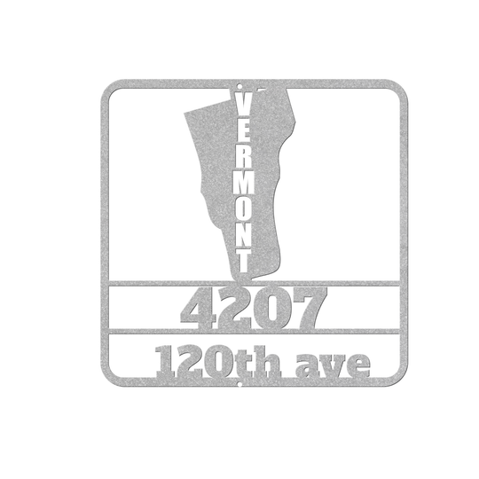 Custom Vermont Metal State Sign - Personalized Address Plaque