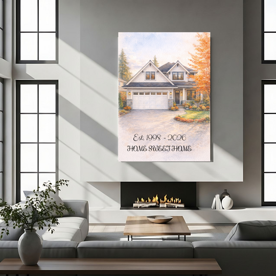 Custom Canvas Art Portrait - Watercolor House Painting