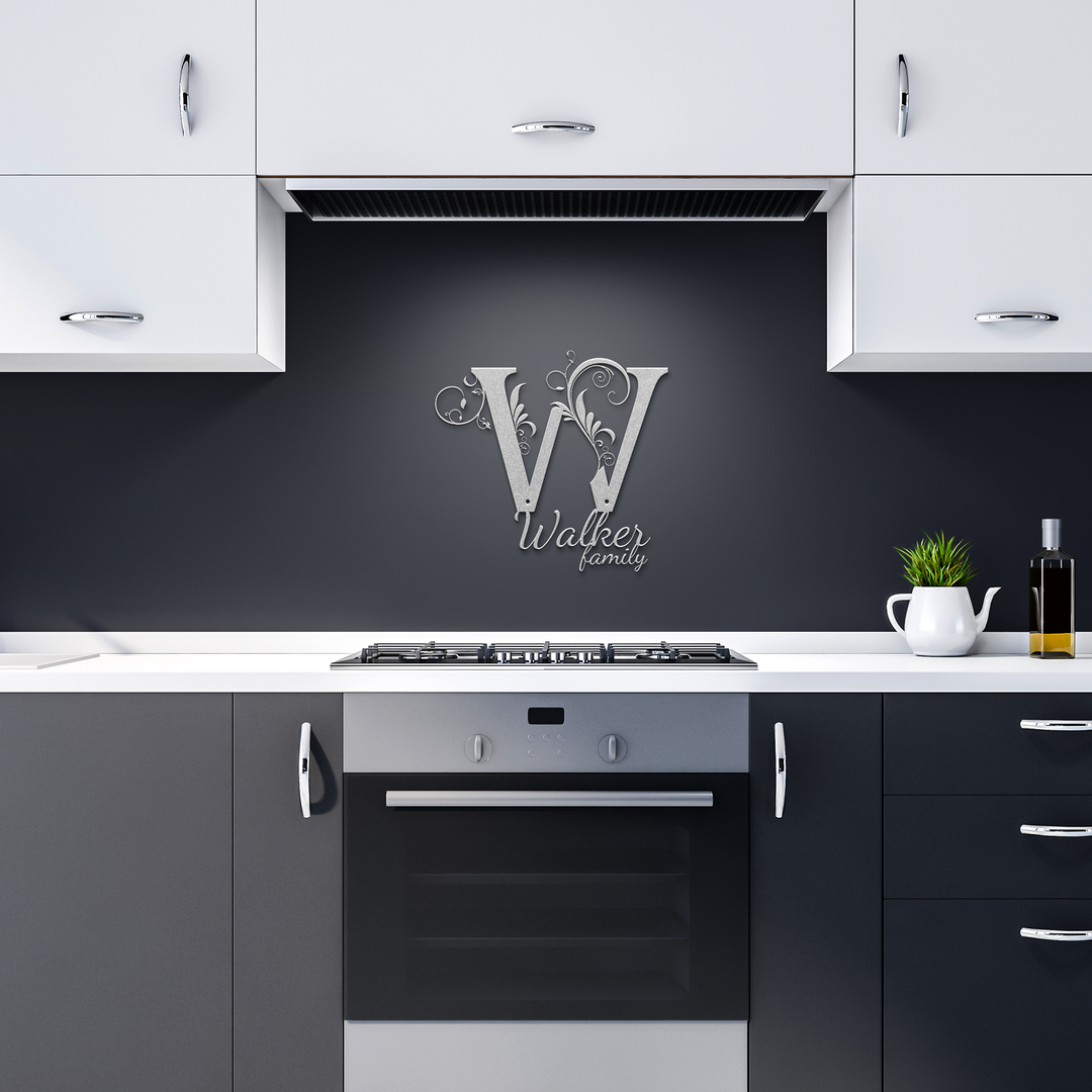 W monogram Personalized Metal Sign - Family Name Wall Art