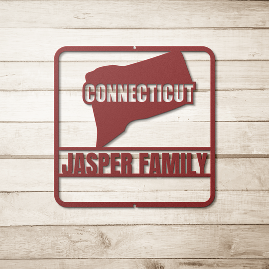 Connecticut Custom Metal Sign Wall Decor - Personalized Family Name