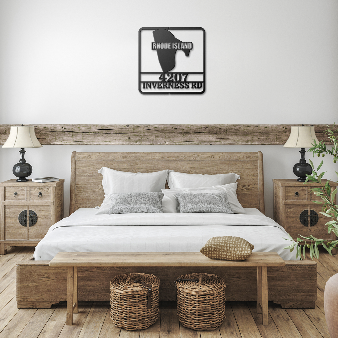 Rhode Island Custom Outdoor Metal Address Sign - Personalized Home Decor