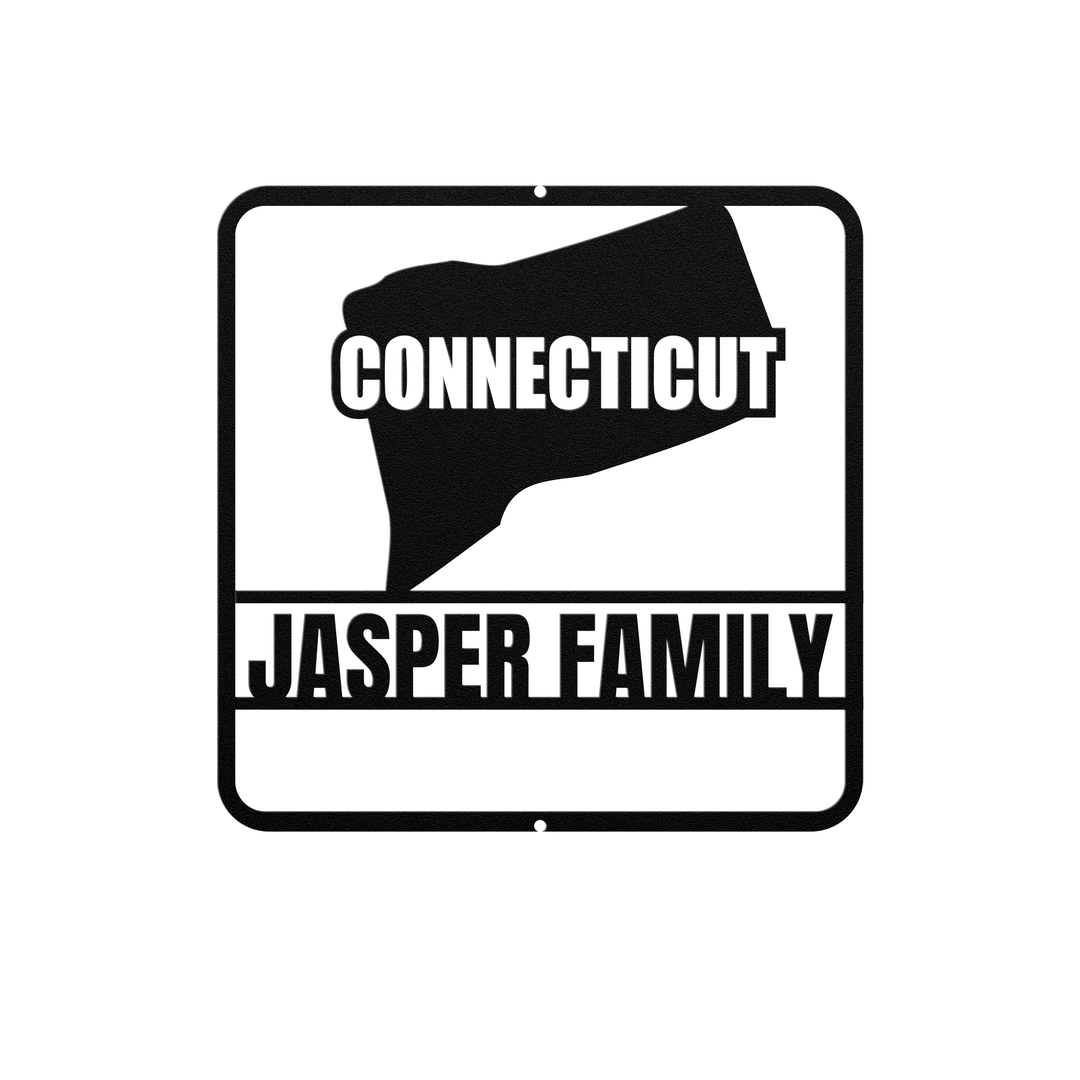 Connecticut Custom Metal Sign Wall Decor - Personalized Family Name