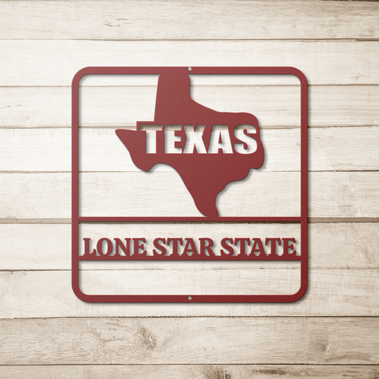 Die-Cut Metal Signs custom map of Texas PERSONALIZED