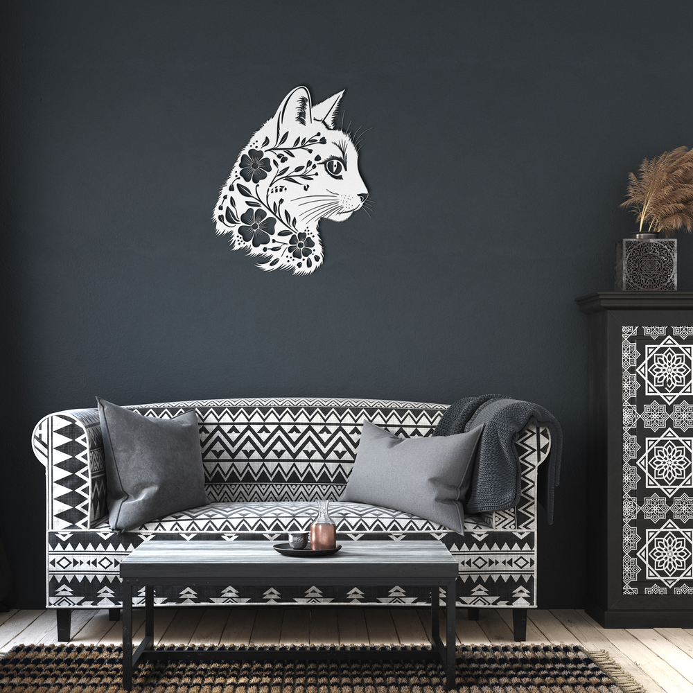 Artistic Cat Metal Wall Art - Indoor Outdoor Decor - Tailored Wall Expressions