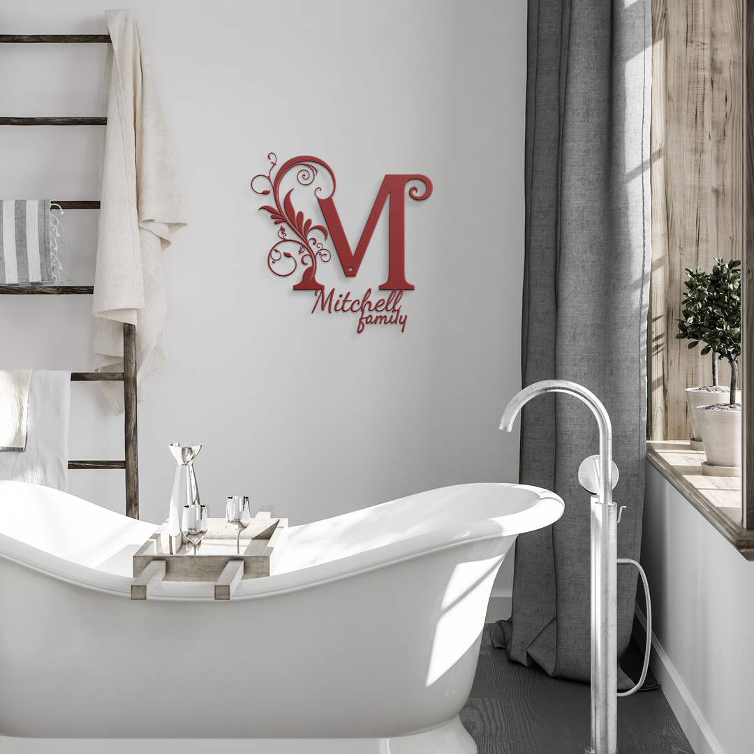 M metal monogram Personalized Metal Sign - Family Name Wall Art