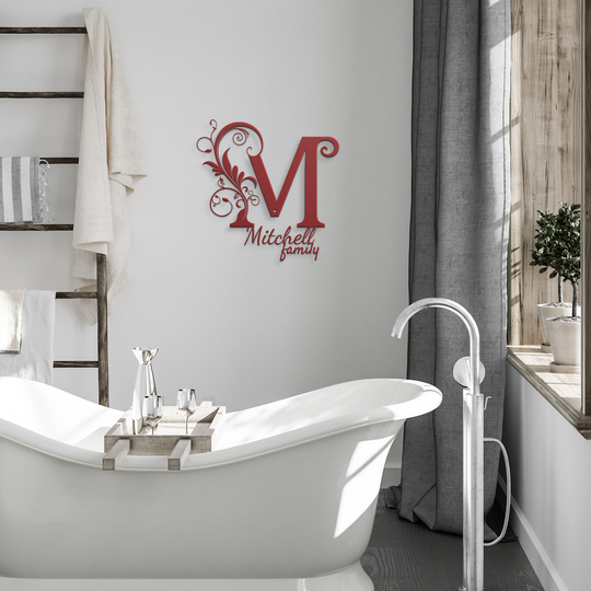 M metal monogram Personalized Metal Sign - Family Name Wall Art