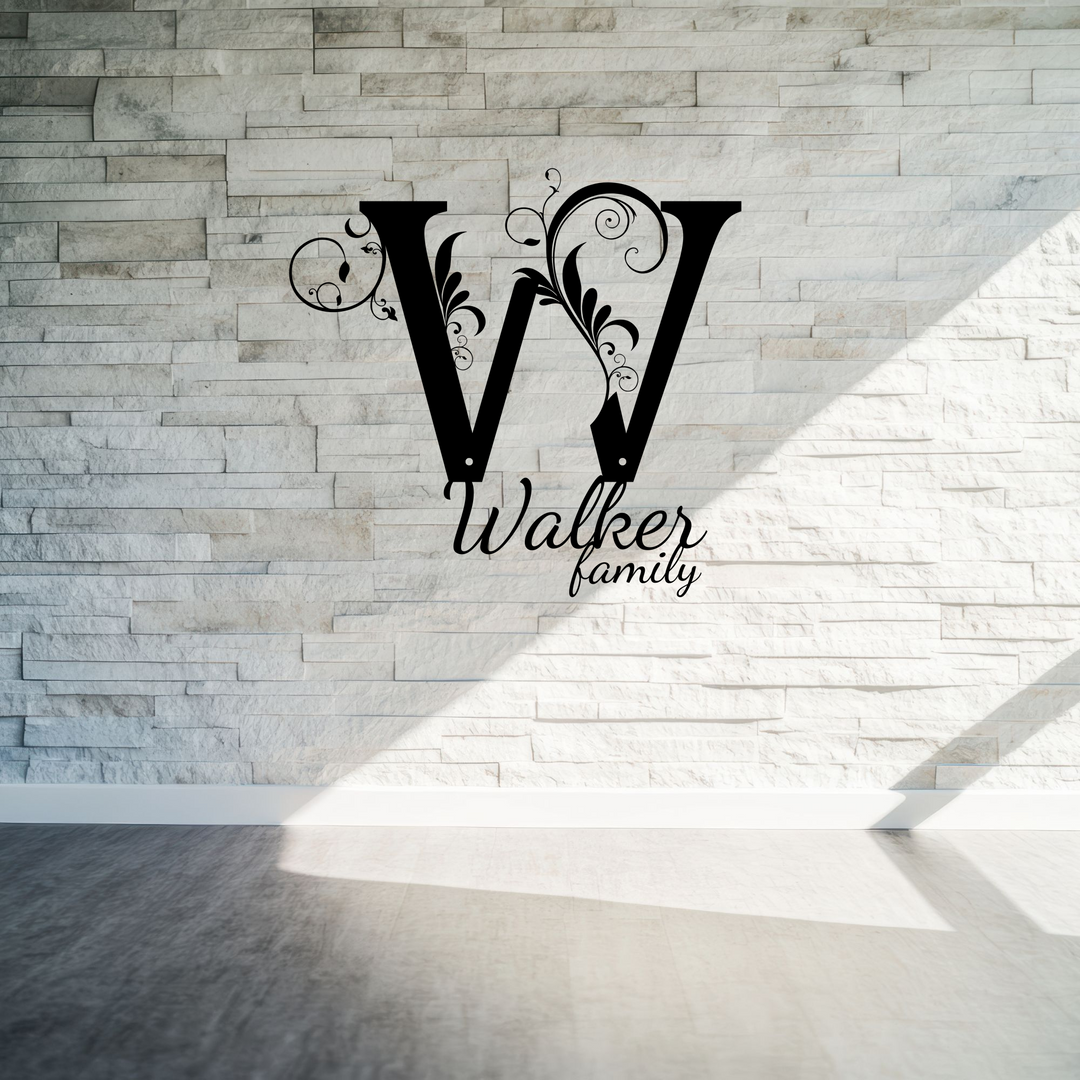 W monogram Personalized Metal Sign - Family Name Wall Art