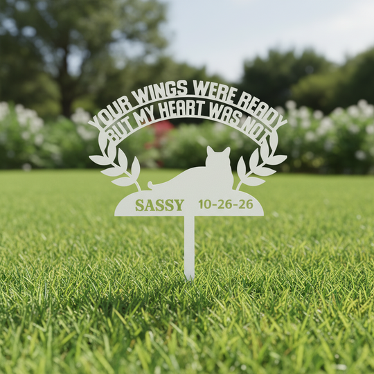 Personalized Cat Memorial Metal Sign – Wings Were Ready