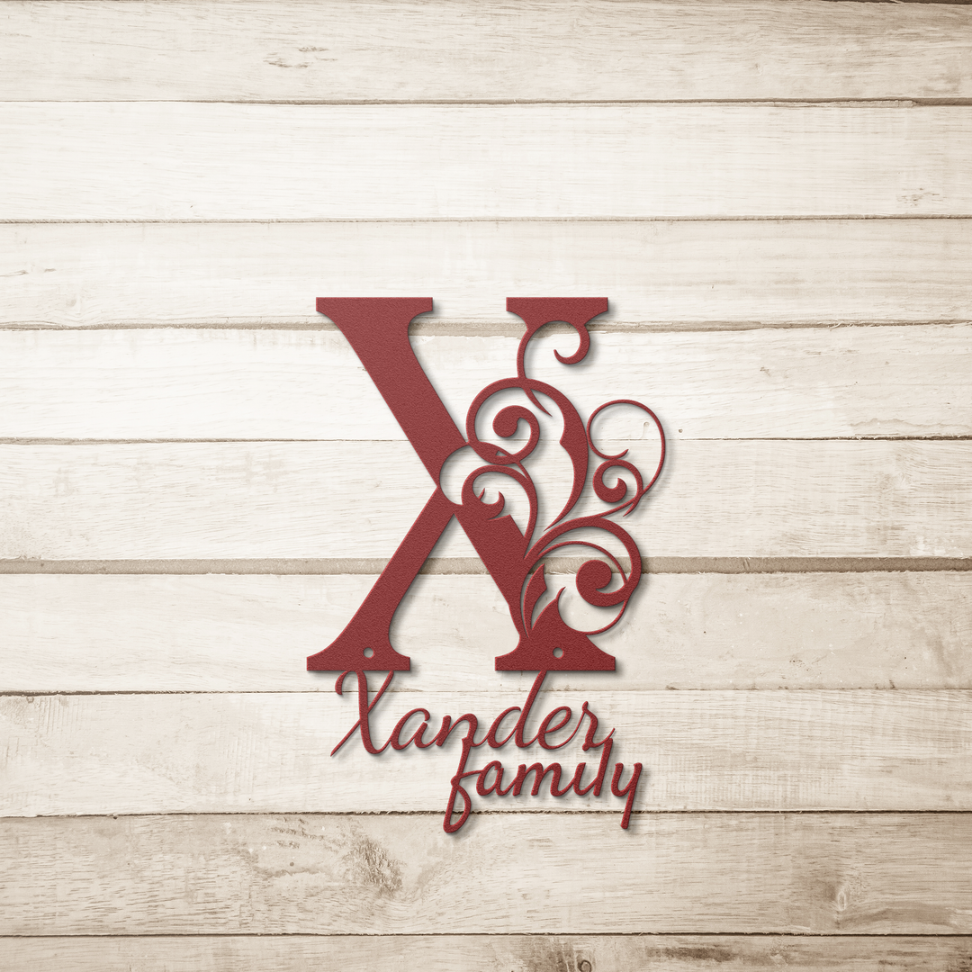 X monogram Personalized Metal Sign - Family Name Wall Art