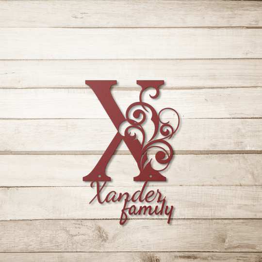 X monogram Personalized Metal Sign - Family Name Wall Art