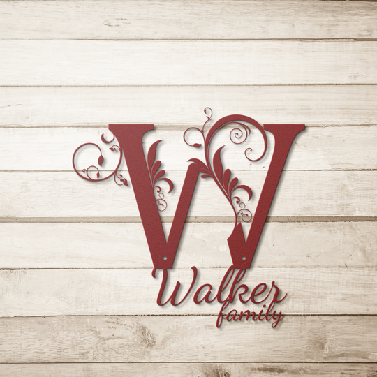 W monogram Personalized Metal Sign - Family Name Wall Art