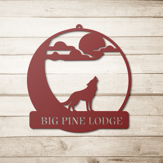 Custom Metal Wolf Sign - Rustic Outdoor Decor