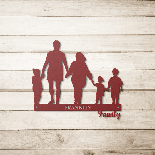Personalized Family Silhouette Metal Sign