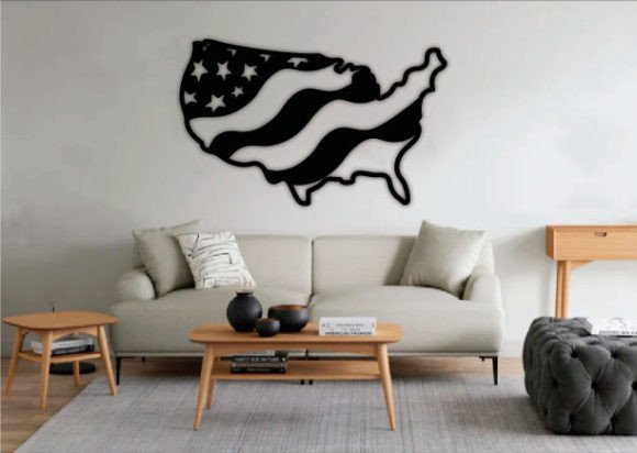 Metal USA Flag Wall Art - Patriotic Decor Steel Sign