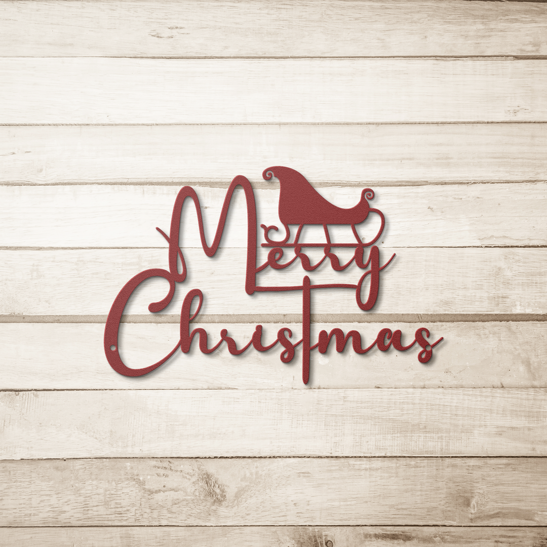 Merry Christmas Metal Wall Art for Holiday Entryway Decor