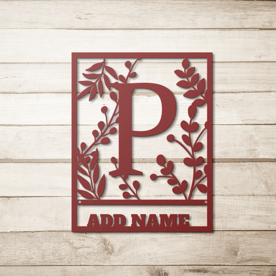 Die-Cut Metal Signs Floral monogram P