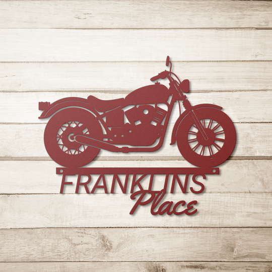 Custom Motorcycle Metal Sign - Personalized Garage Decor