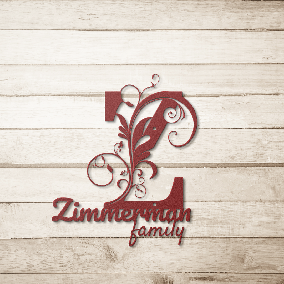 Z monogram Personalized Metal Sign - Family Name Wall Art