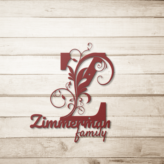 Z monogram Personalized Metal Sign - Family Name Wall Art