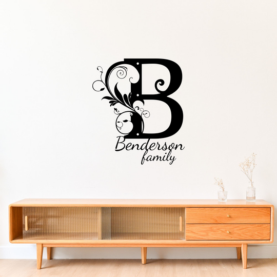 B Monogram Family Name Metal Sign - Custom Wall Art