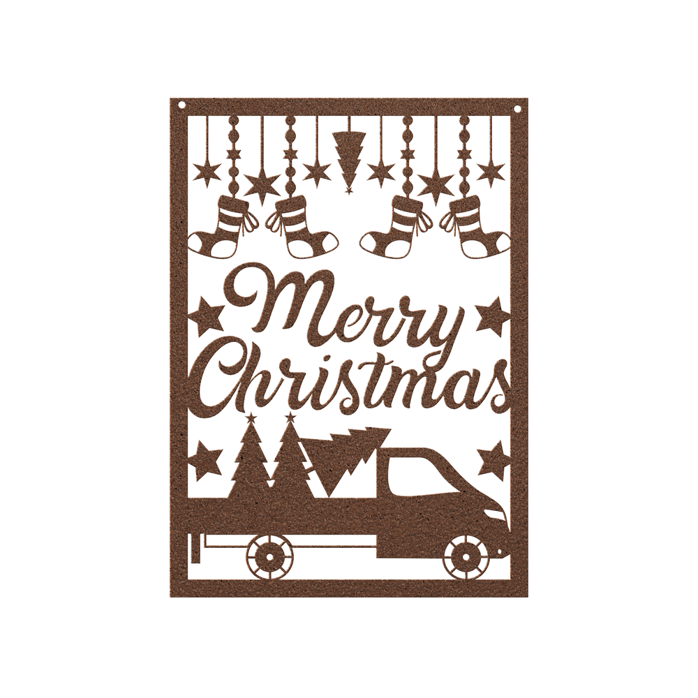 Metal Christmas Wall Art - Rustic Truck Design