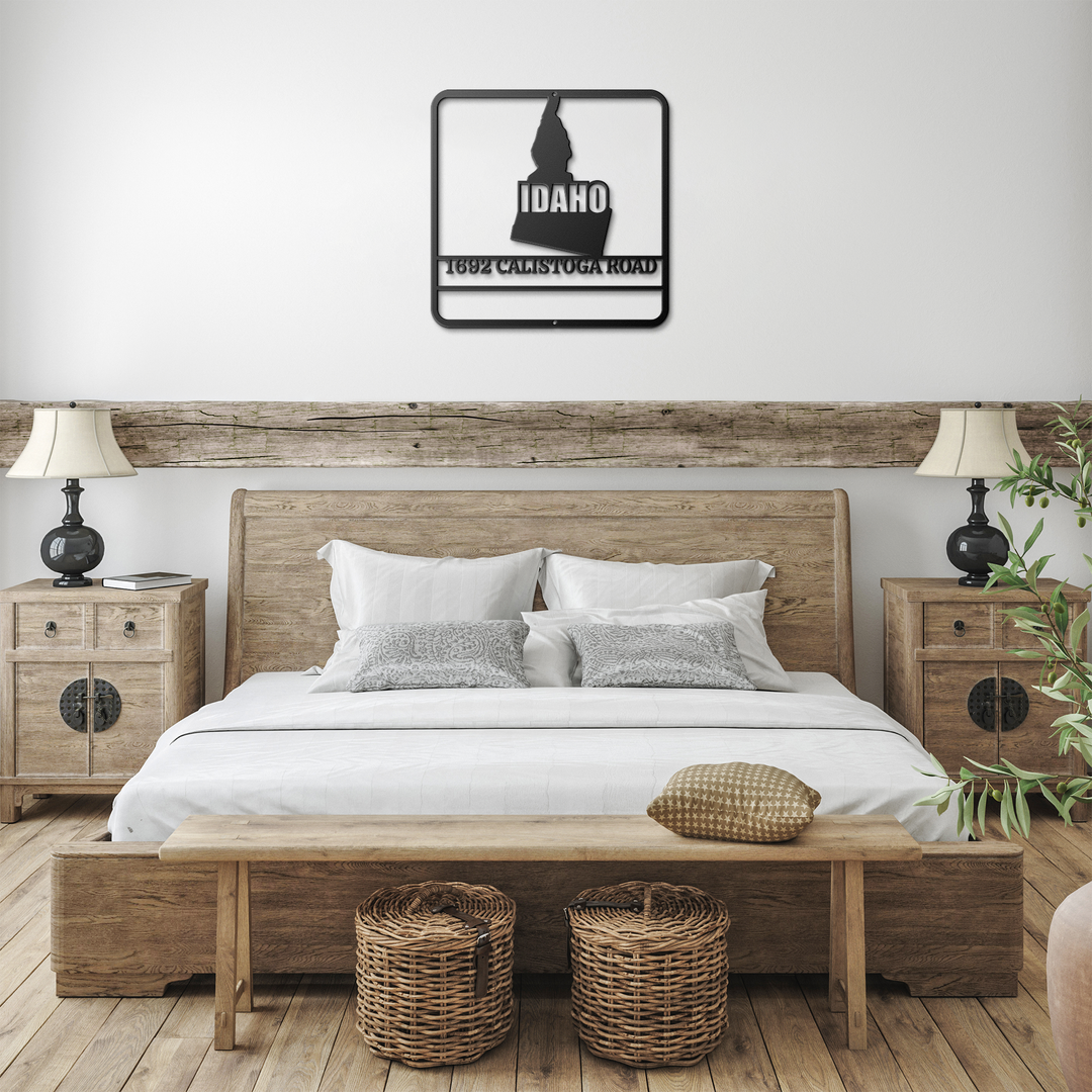 Idaho map Custom Metal Address Sign - Modern Outdoor Plaque
