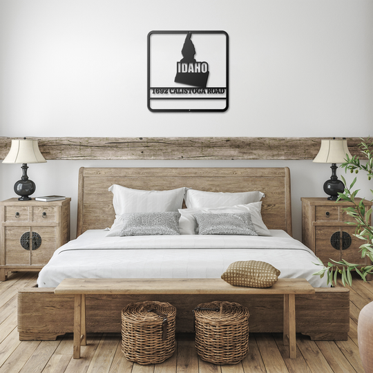 Idaho map Custom Metal Address Sign - Modern Outdoor Plaque