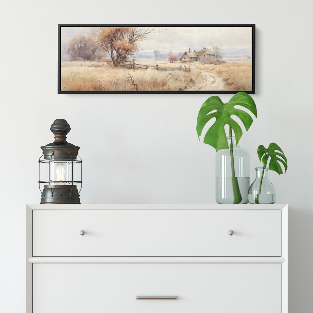 framed canvas watercolor landscape - Tailored Wall ExpressionsCanvas12x36framedblack