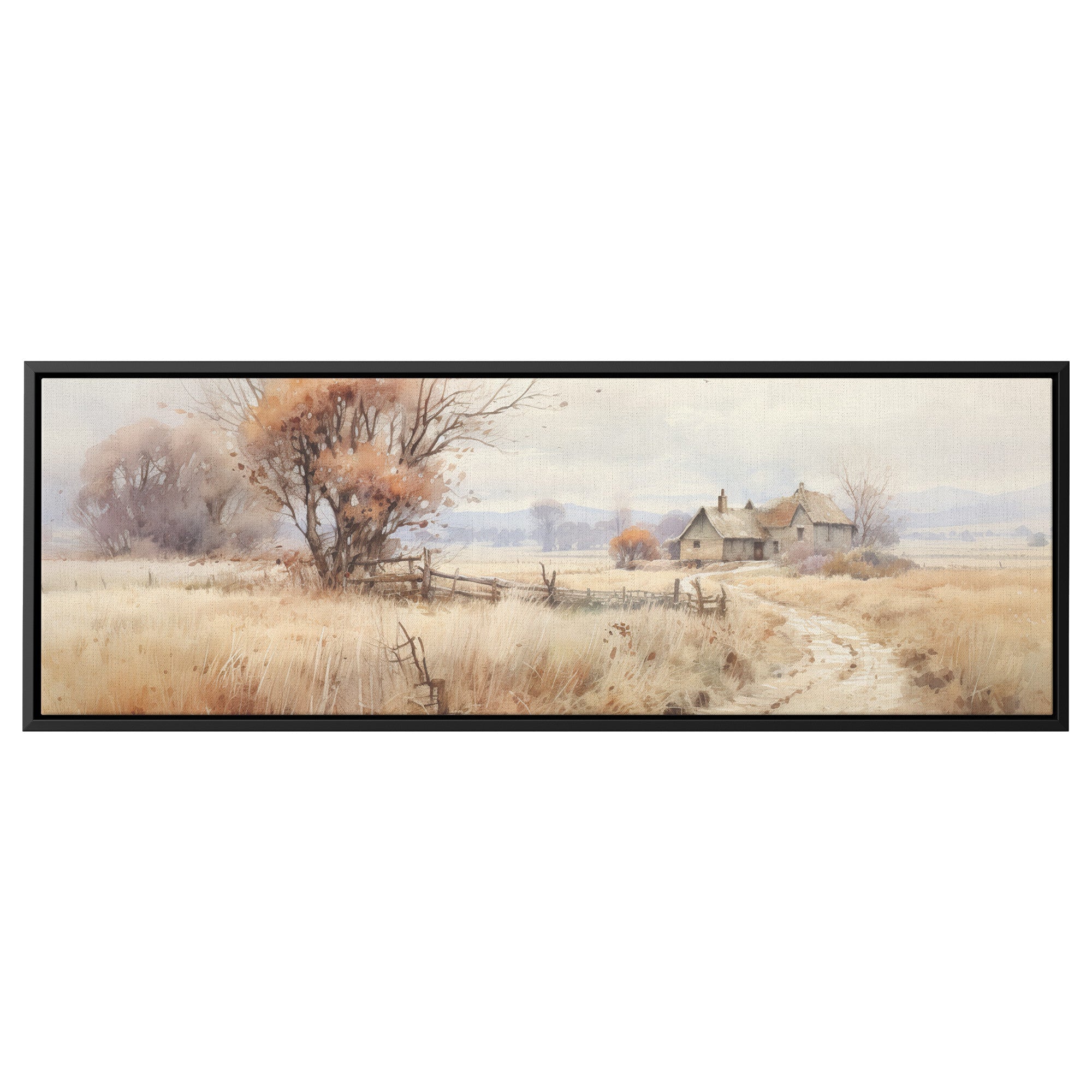 framed canvas watercolor landscape - Tailored Wall ExpressionsCanvas12x36framedblack