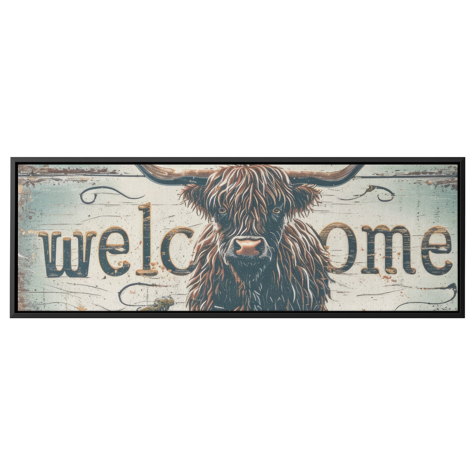 framed canvas/highland cow - Tailored Wall ExpressionsCanvas12x36framedblack