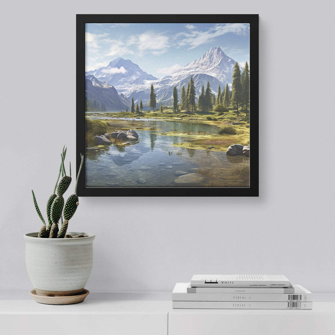 framed mountainscape Scene - Tailored Wall ExpressionsCanvasfap8x8black