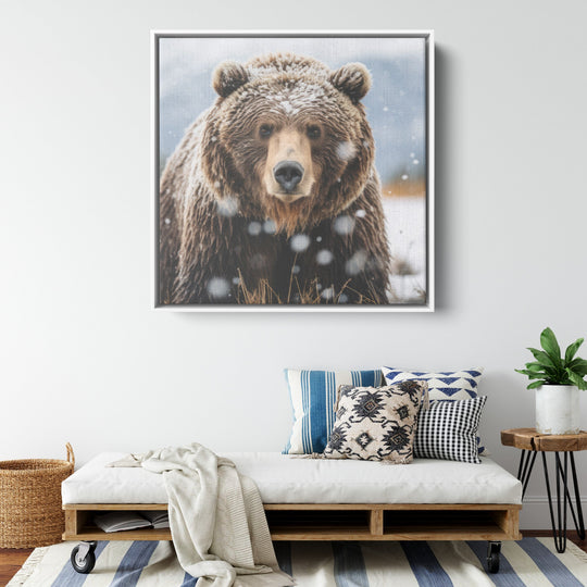 framed square canvas art with a grizzly bear image Canvas teelaunch