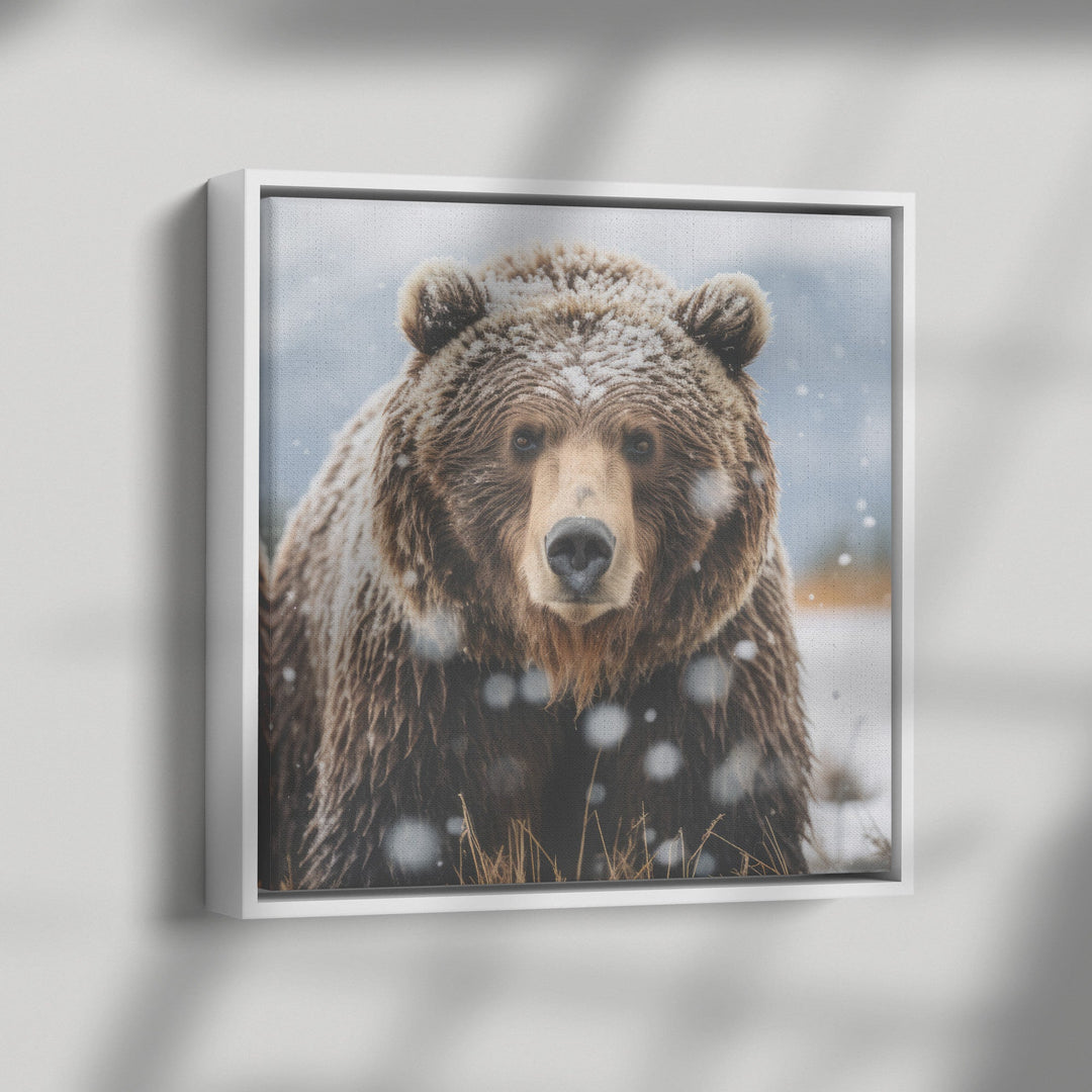 framed square canvas art with a grizzly bear image Canvas teelaunch White 36x36