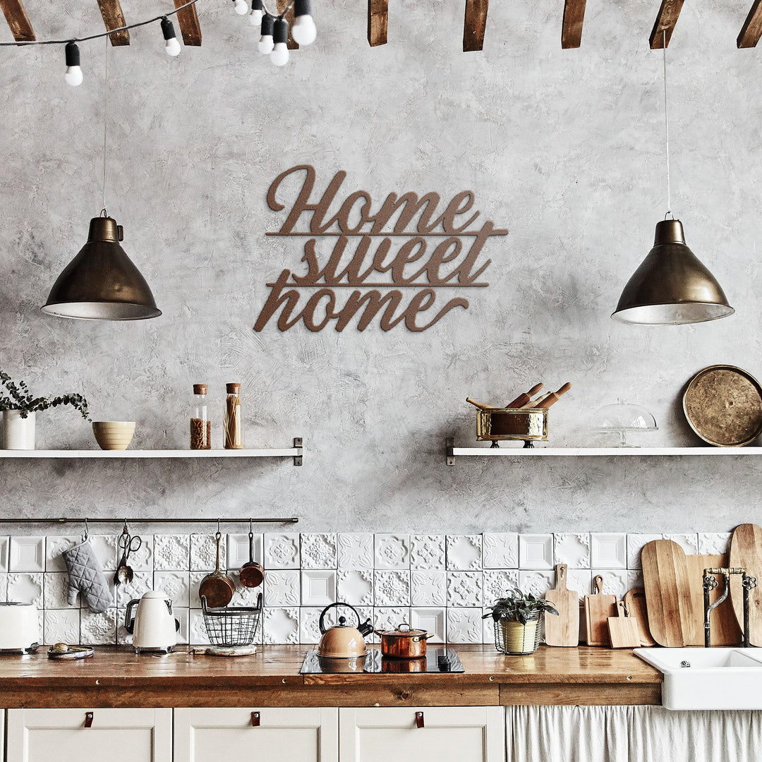 home sweet home metal sign in cursive with 4 color options Wall Art teelaunch