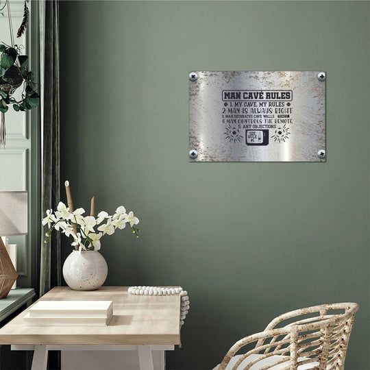 Humorous metal art Mancave Rules - Tailored Wall ExpressionsJewelrySO - 13531496