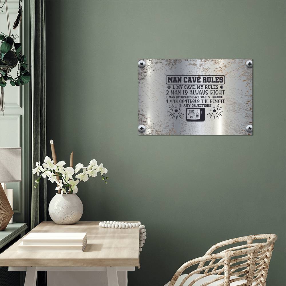 Humorous metal art Mancave Rules - Tailored Wall ExpressionsJewelrySO - 13531497