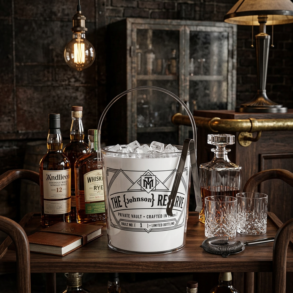 Personalized Art Deco Ice Bucket with Tongs, 3 Quart
