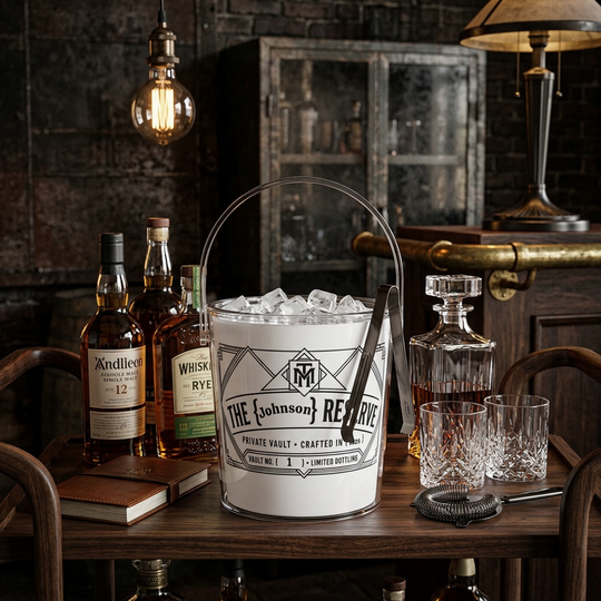 Personalized Art Deco Ice Bucket with Tongs, 3 Quart