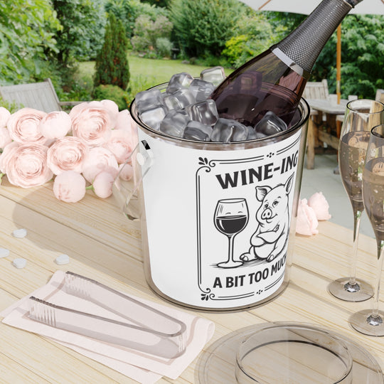 Funny Wine Ice Bucket with Tongs, Pig Lover Gift