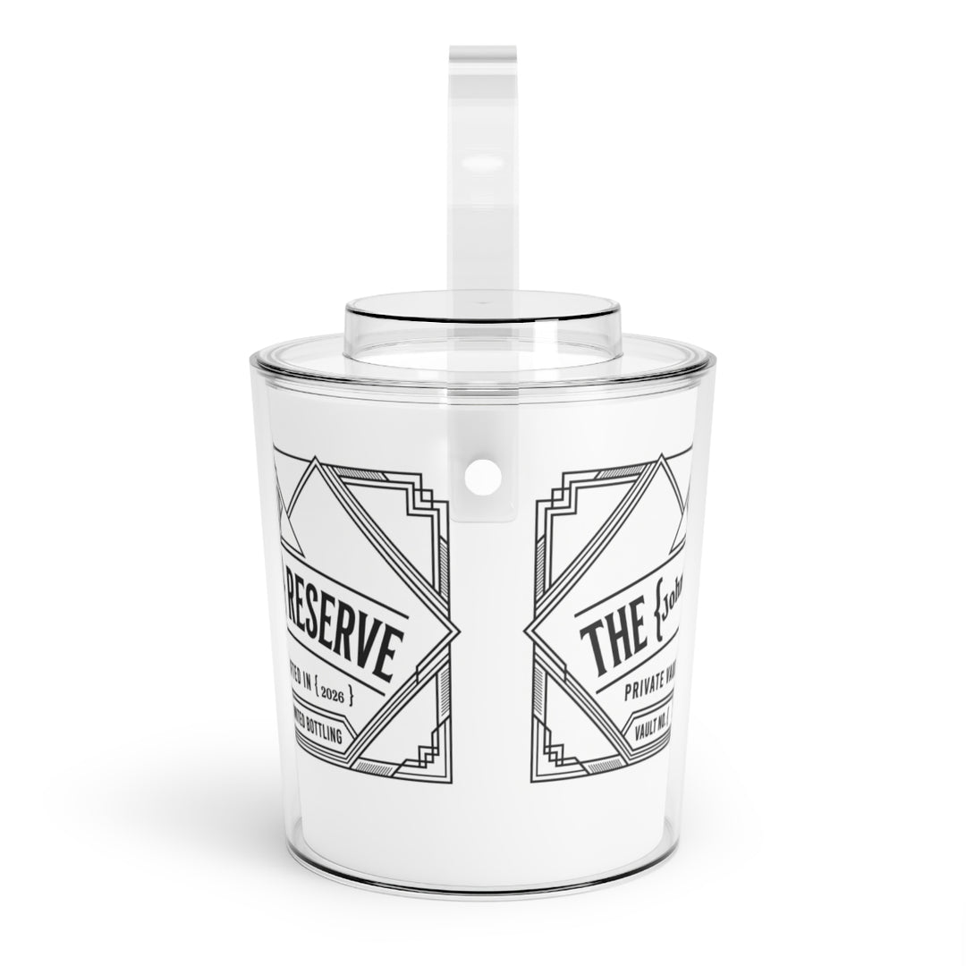 Personalized Art Deco Ice Bucket with Tongs, 3 Quart