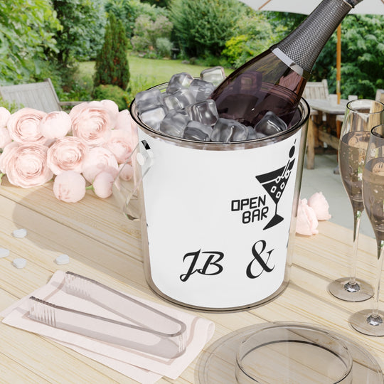 Personalized Open Bar Acrylic Ice Bucket with Tongs