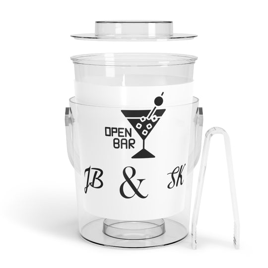 Personalized Open Bar Acrylic Ice Bucket with Tongs