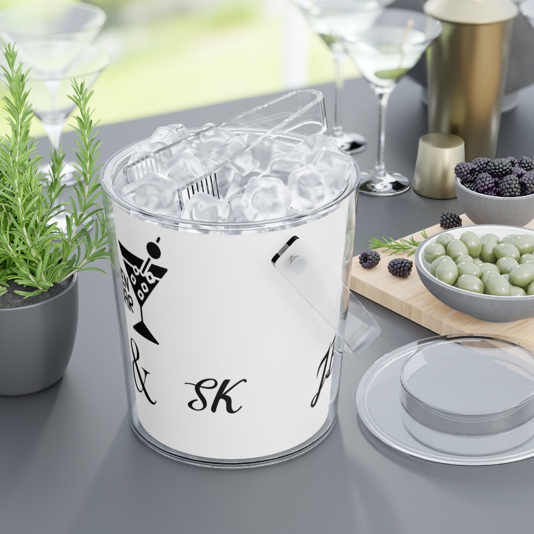 Personalized Open Bar Acrylic Ice Bucket with Tongs