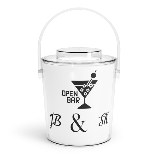 Personalized Open Bar Acrylic Ice Bucket with Tongs