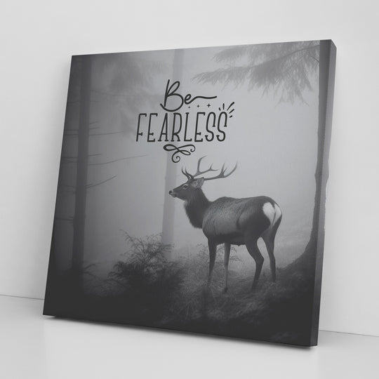 inspirational canvas featuring a deer in misty forest Canvas teelaunch 14x14 .75