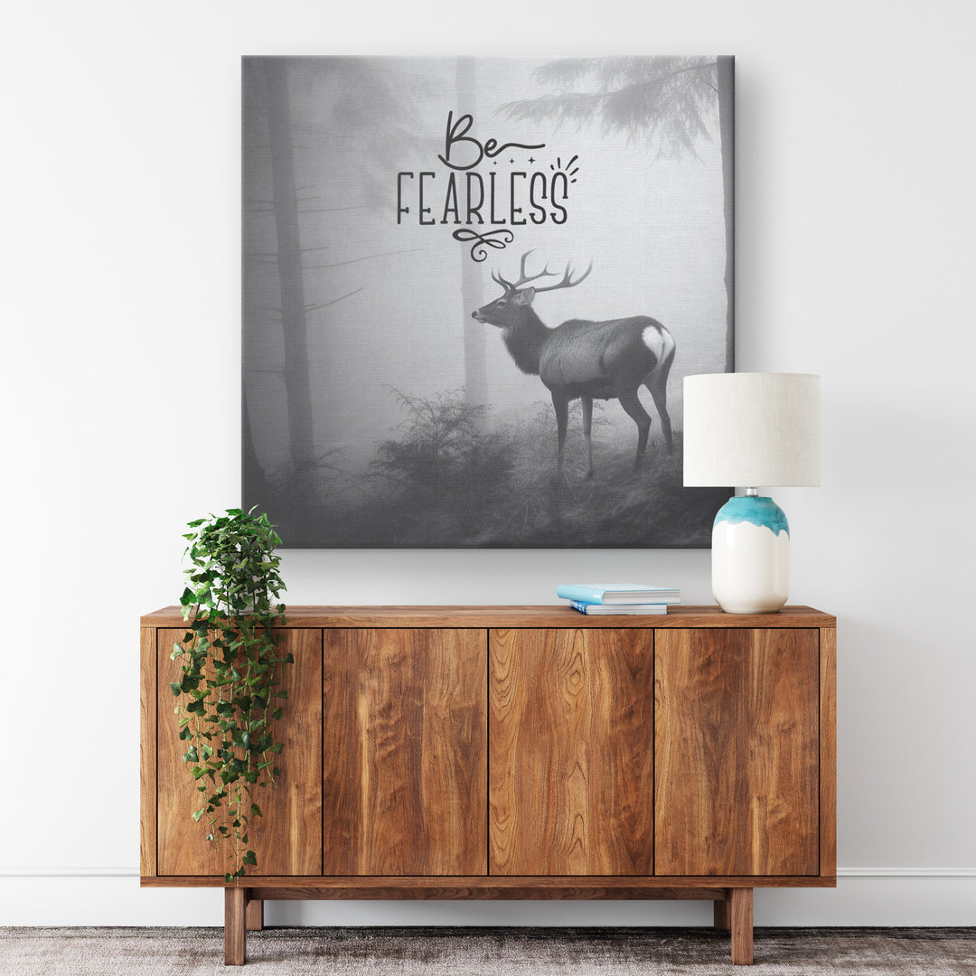 inspirational canvas featuring a deer in misty forest Canvas teelaunch 10x10 .75