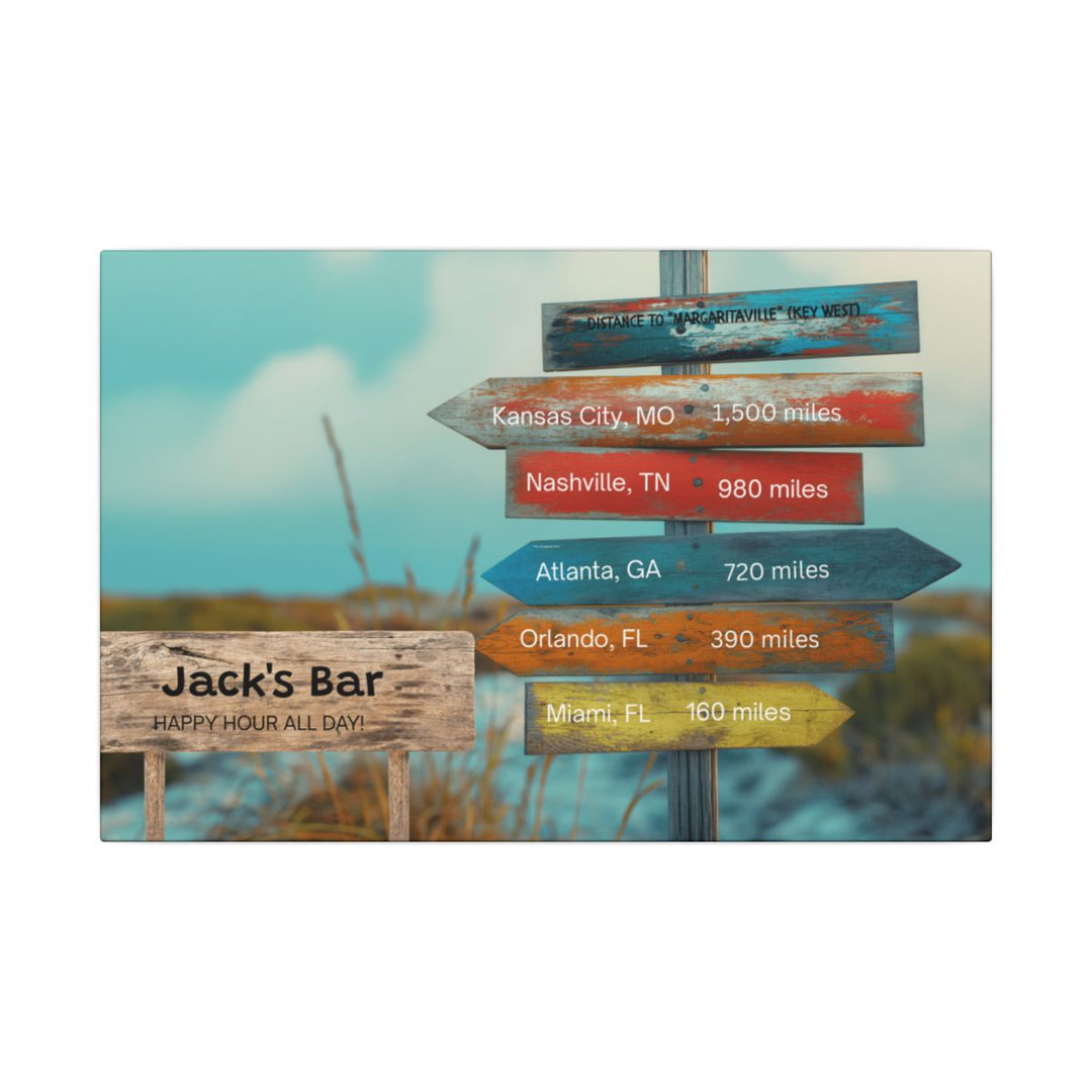 Custom Directional Canvas Sign - Bar Decor & Travel Lover Gift mancave room