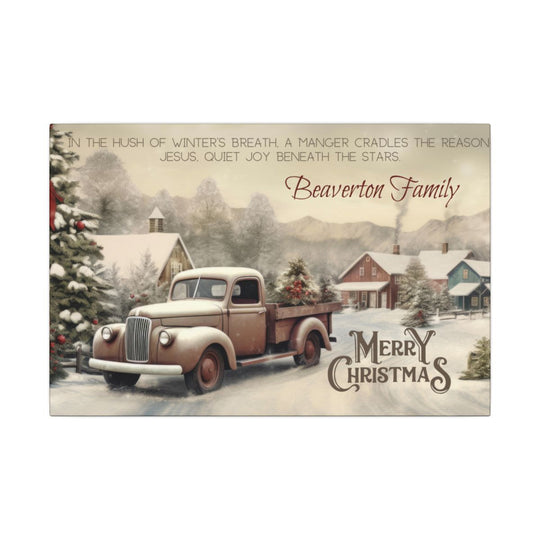 Personalized Vintage Truck Christmas Canvas Art custom family name
